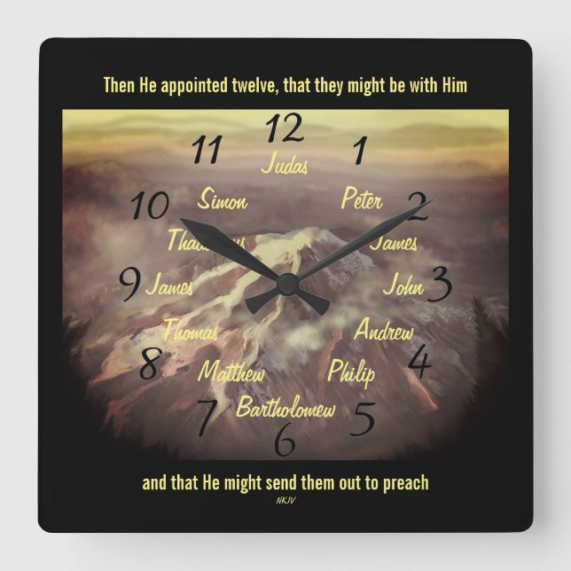 The Twelve Disciples of Jesus Square Wall Clock (Front)