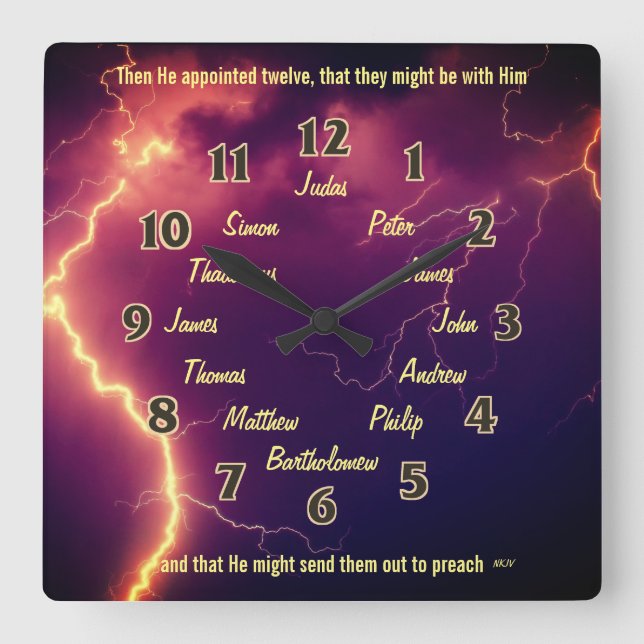 The Twelve Disciples of Jesus Square Wall Clock (Front)