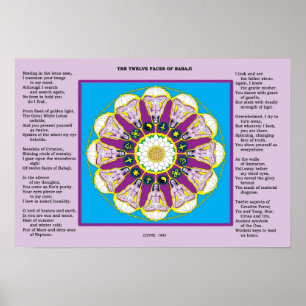 The Twelve Faces of Babaji with Poem Poster