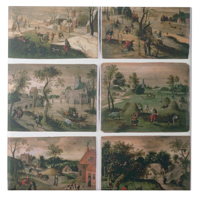 The Twelve Months of the Year: January, February, Ceramic Tile (Front)