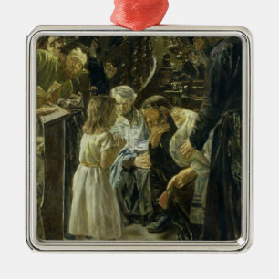 The Twelve-Year-Old Jesus in the Temple, 1879 Metal Ornament