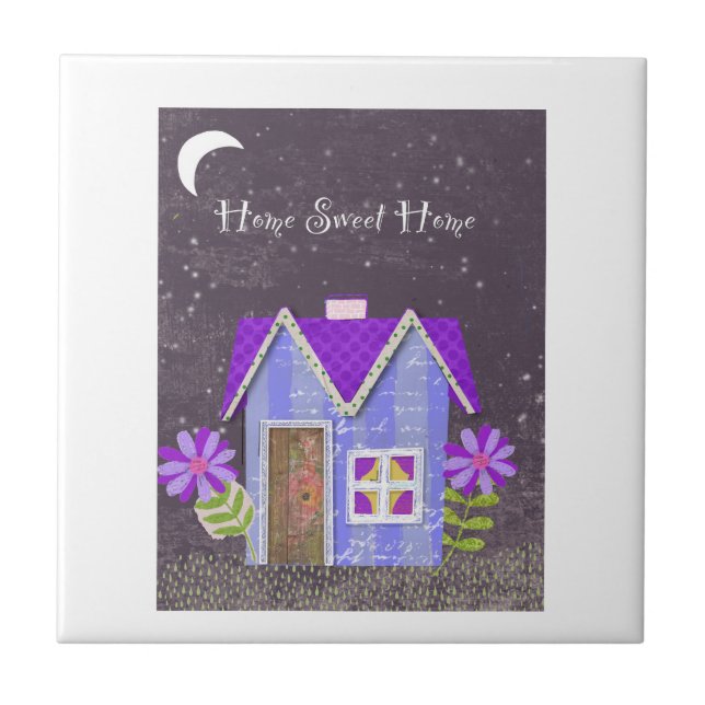 The Twilight Garden (Periwinkle & Indigo) Ceramic Tile (Front)