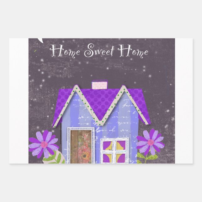 The Twilight Garden (Periwinkle & Indigo) Wrapping Paper Sheets (Front)