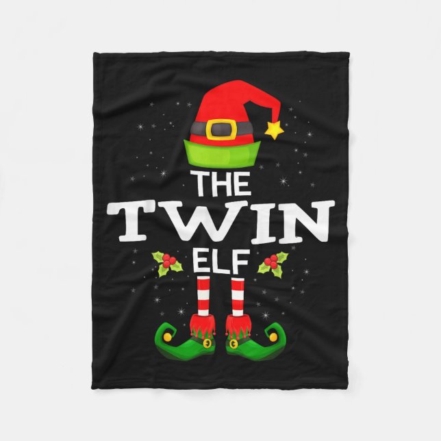 The Twin Elf Christmas Family Matching Pajama  Fleece Blanket (Front)
