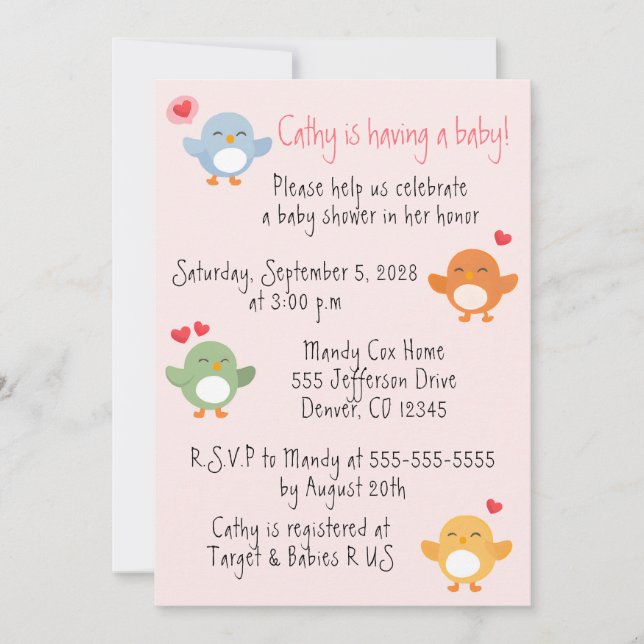 The Twitter in Town Baby Shower Invitation (Front)