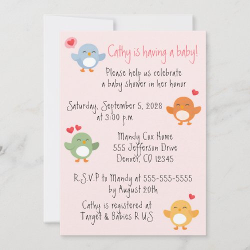The Twitter in Town Baby Shower Invitation