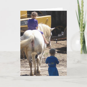 The Two Amish Girls and Their Horse Card