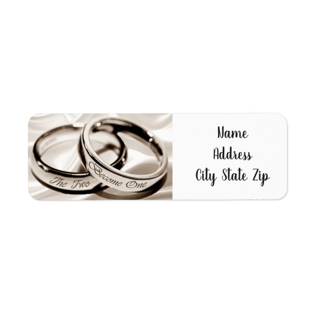 *THE TWO BECAME ONE* WEDDING RETURN ADDRESS LABELS (Front)