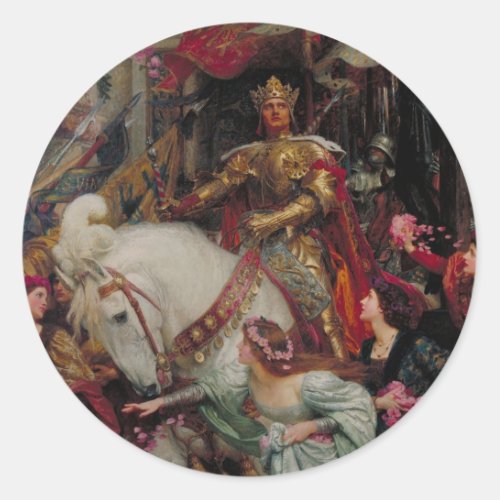 The Two Crowns by Sir Frank Bernard Dicksee Classic Round Sticker