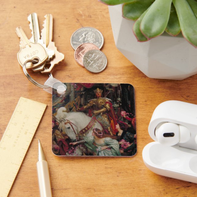 The Two Crowns by Sir Frank Bernard Dicksee Keychain (Desk)