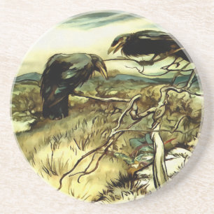 The Two Crows or Twa Corbies Makin A Mane Drink Coaster