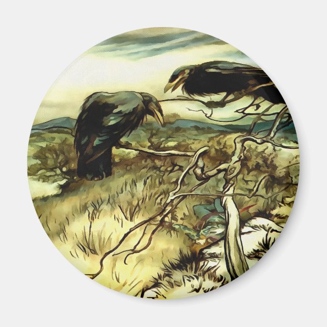 The Two Crows or Twa Corbies Makin A Mane Magnet (Front)