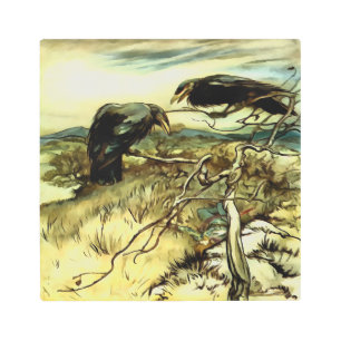The Two Crows or Twa Corbies Makin A Mane Metal Print