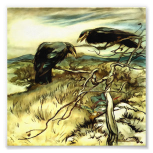 The Two Crows or Twa Corbies Makin A Mane Photo Print