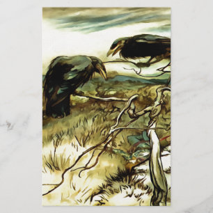 The Two Crows or Twa Corbies Makin A Mane Stationery