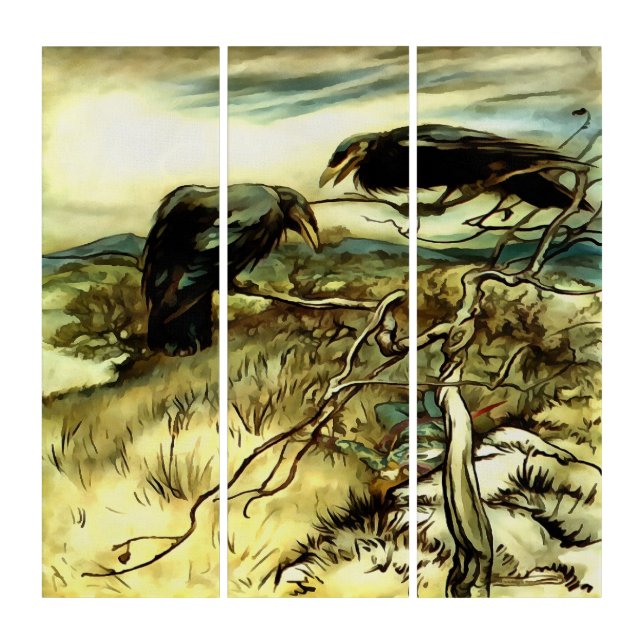 The Two Crows or Twa Corbies Makin A Mane Triptych (Front)
