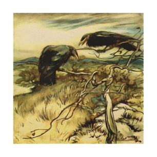 The Two Crows or Twa Corbies Makin A Mane Wood Wall Art