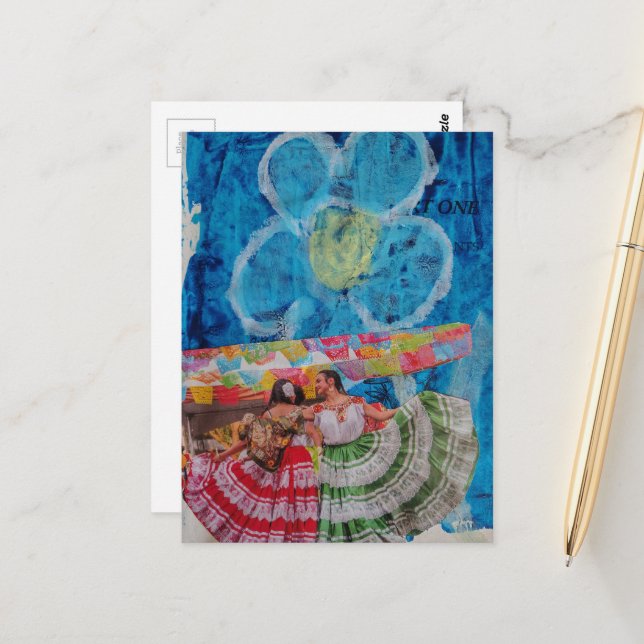 The Two Dancing Women Collage Postcard (Front/Back In Situ)