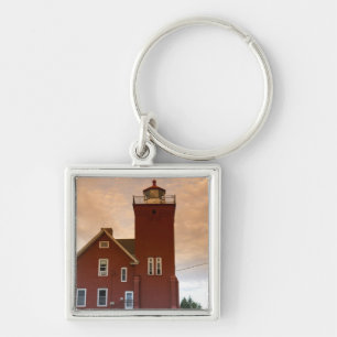 The Two Harbors Lighthouse overlooking Agate Bay Keychain