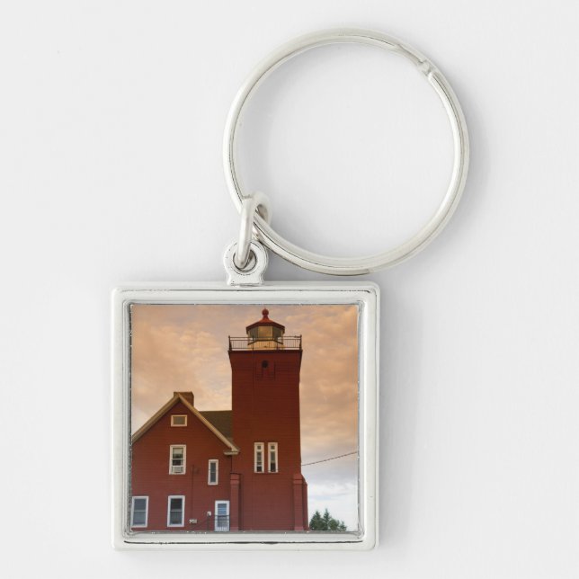 The Two Harbors Lighthouse overlooking Agate Bay Keychain (Front)
