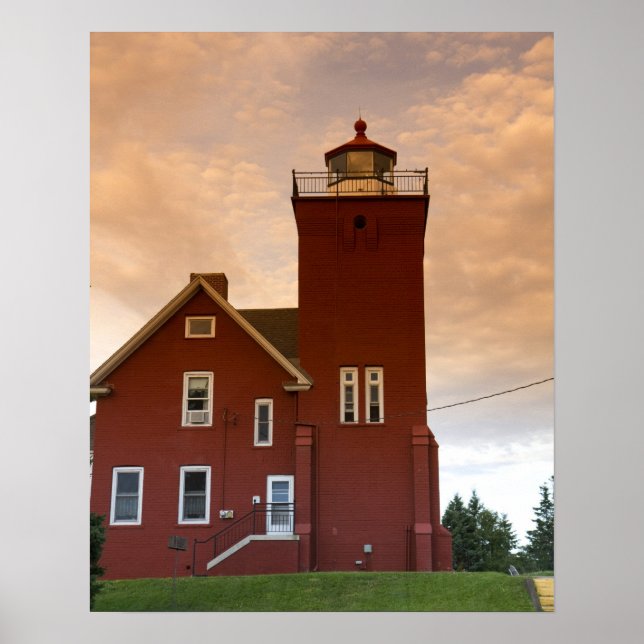The Two Harbors Lighthouse overlooking Agate Bay Poster (Front)