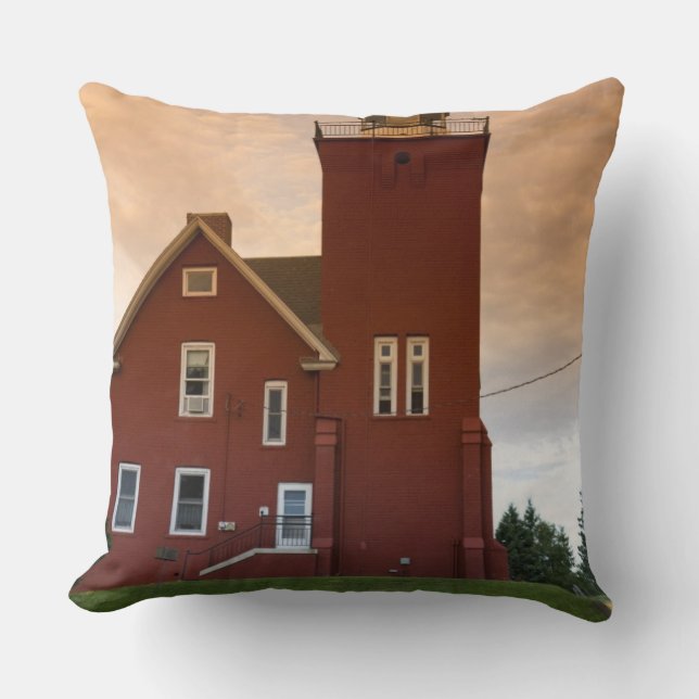 The Two Harbors Lighthouse overlooking Agate Bay Throw Pillow (Front)