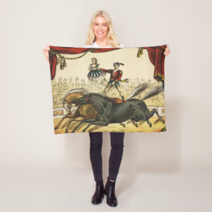 The Two Horse Act, Circus Performance, Circa 1874. Fleece Blanket