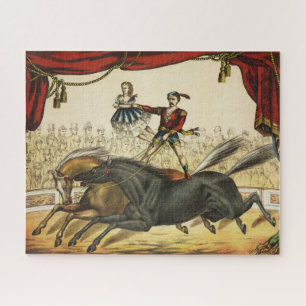 The Two Horse Act, Circus Performance, Circa 1874. Jigsaw Puzzle