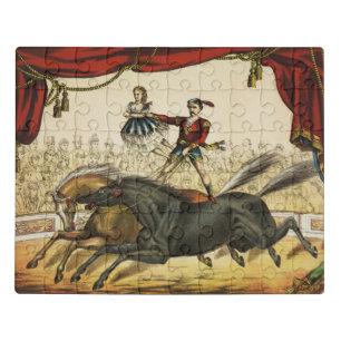 The Two Horse Act, Circus Performance, Circa 1874. Jigsaw Puzzle