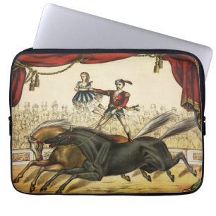 The Two Horse Act, Circus Performance, Circa 1874. Laptop Sleeve