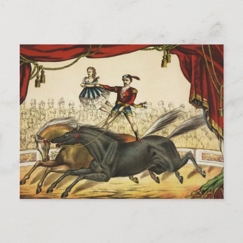 The Two Horse Act Circus Performance Circa 1874 Postcard