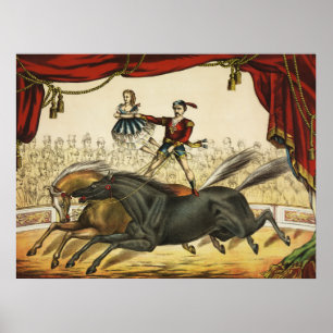 The Two Horse Act, Circus Performance, Circa 1874. Poster