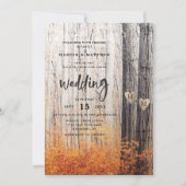 The Two Lovers Carved Trees Fall Forest Wedding Invitation (Front)