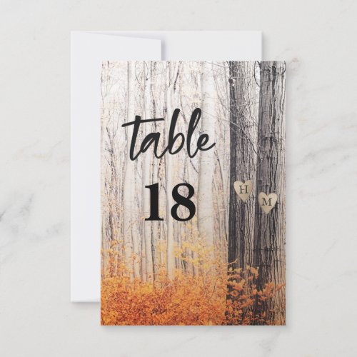 The Two Lovers Carved Trees Fall Table Numbers