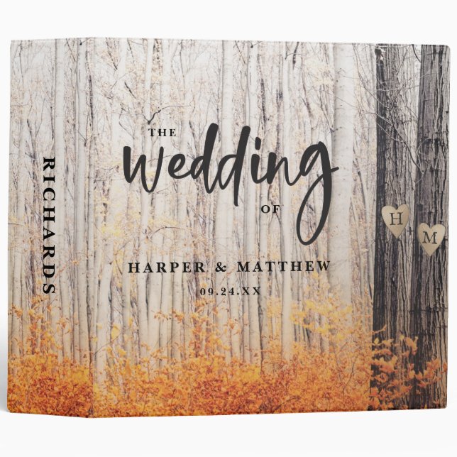 The Two Lovers Carved Trees Wedding Photo Album 3 Ring Binder (Front/Spine)