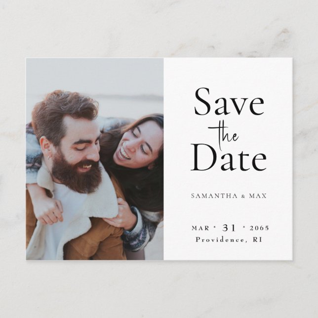 The Two of Us  Photo Modern QR Code Save the Date Postcard (Front)