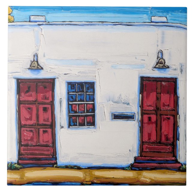 The "Two Red Doors" Decorative Tile (Front)