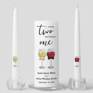 The Two Shall Become One Couple Wine Wedding Unity Candle Set