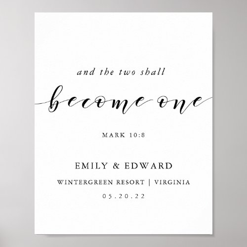 The Two Shall Become One Wedding Quote Poster