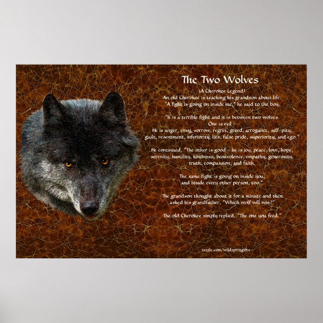 The TWO WOLVES CHEROKEE TALE Art Poster (Front)