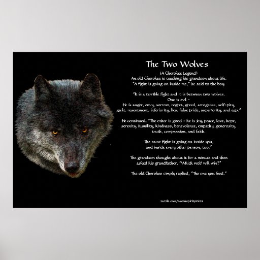 The TWO WOLVES CHEROKEE TALE Art Poster | Zazzle