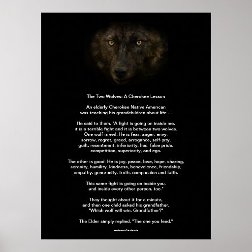 The TWO WOLVES CHEROKEE TALE Native American Print | Zazzle