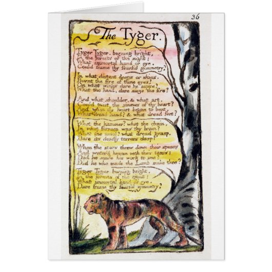 'The Tyger', plate 36 (Bentley 42) Cards (Front)