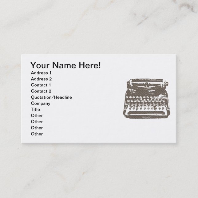 the typewriter - business card (Front)