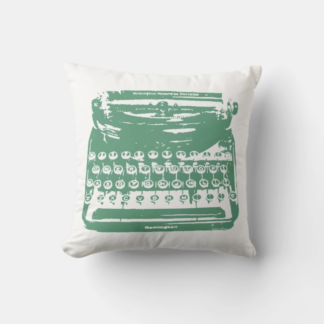 the typewriter - green throw pillow (Front)