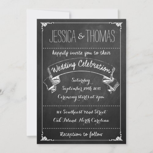 The Typography Chalkboard Wedding Collection Invitation