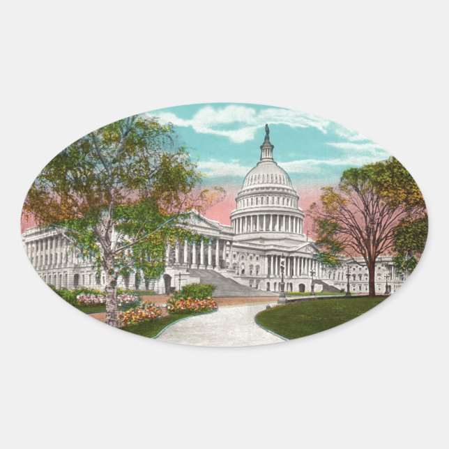 The U.S. Capitol Vintage Oval Sticker (Front)