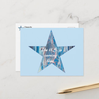 The U.S. is turning blue, abstract star postcards