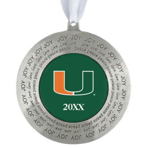 The U with Year Pewter Ornament