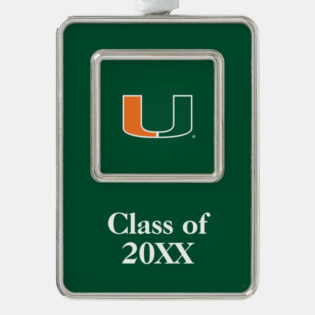 The U with Year Silver Plated Framed Ornament (Front)